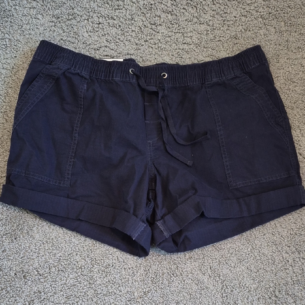 Natural Reflections Navy Drawstring Pocket Athletic Shorts